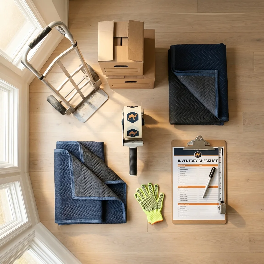 Professional moving supplies and packing materials layout for El Mirage residential relocations